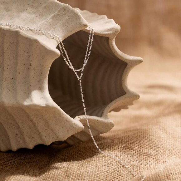 2 Layered Anklet A-SL Beaded Cuban Link Waterproof Adjustable Anklet for Women - Picture 7 of 8